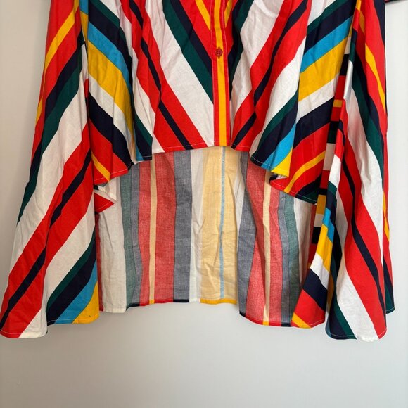 MASSEYS NEW Colorblock Shirt Dress Women S Colorful 70s 80s Hi Lo Long Sleeve - Picture 5 of 7